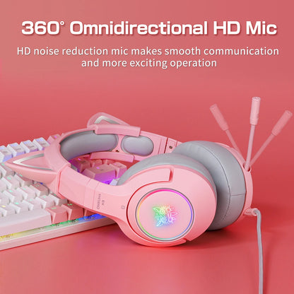 ONIKUMA Dynamic RGB Gaming Headphones with Flexible HD Microphone Headset Gamer Wired Headphone for Computer PC Gaming PS4 Xbox